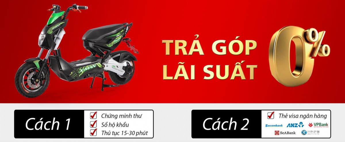 Trả góp lãi xuất 0% tại Thế Giới Xe Điện